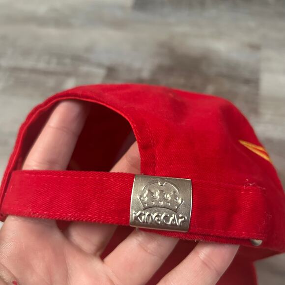 K.Cap Red Cotton Baseball Cap with Yellow Flame Embroidery Y2K Streetwear - Picture 3 of 6